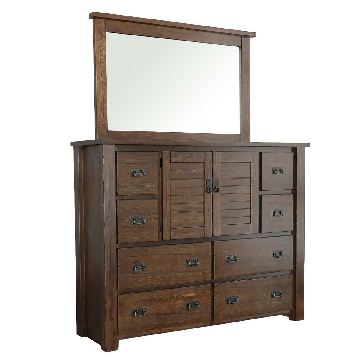 Progressive Furniture Trestlewood Dresser With Mirror Mesquite Pine