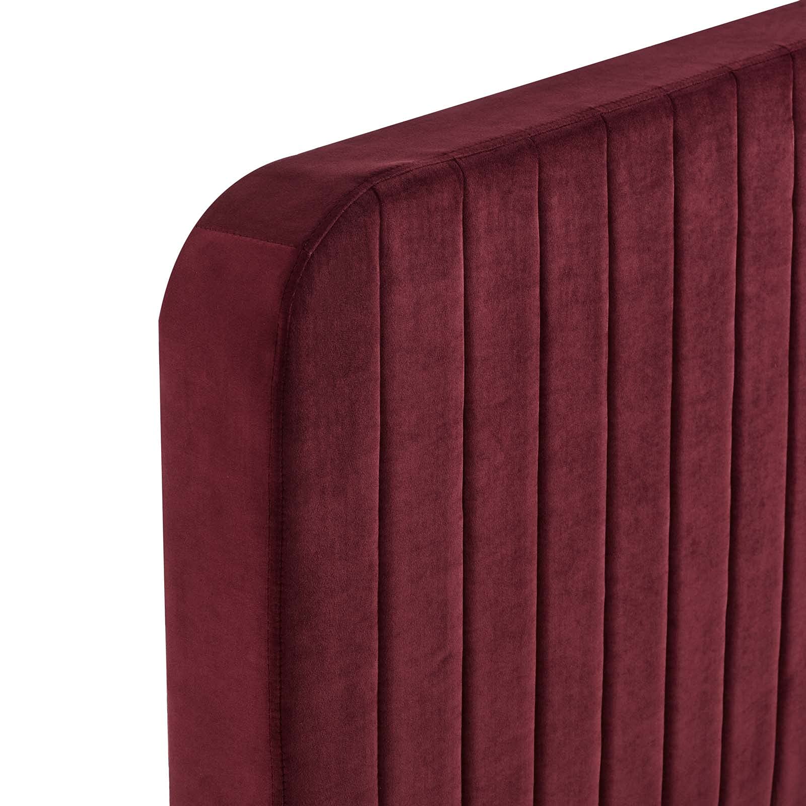 Modway Celine Channel Tufted Performance Velvet Twin Platform Bed in Maroon