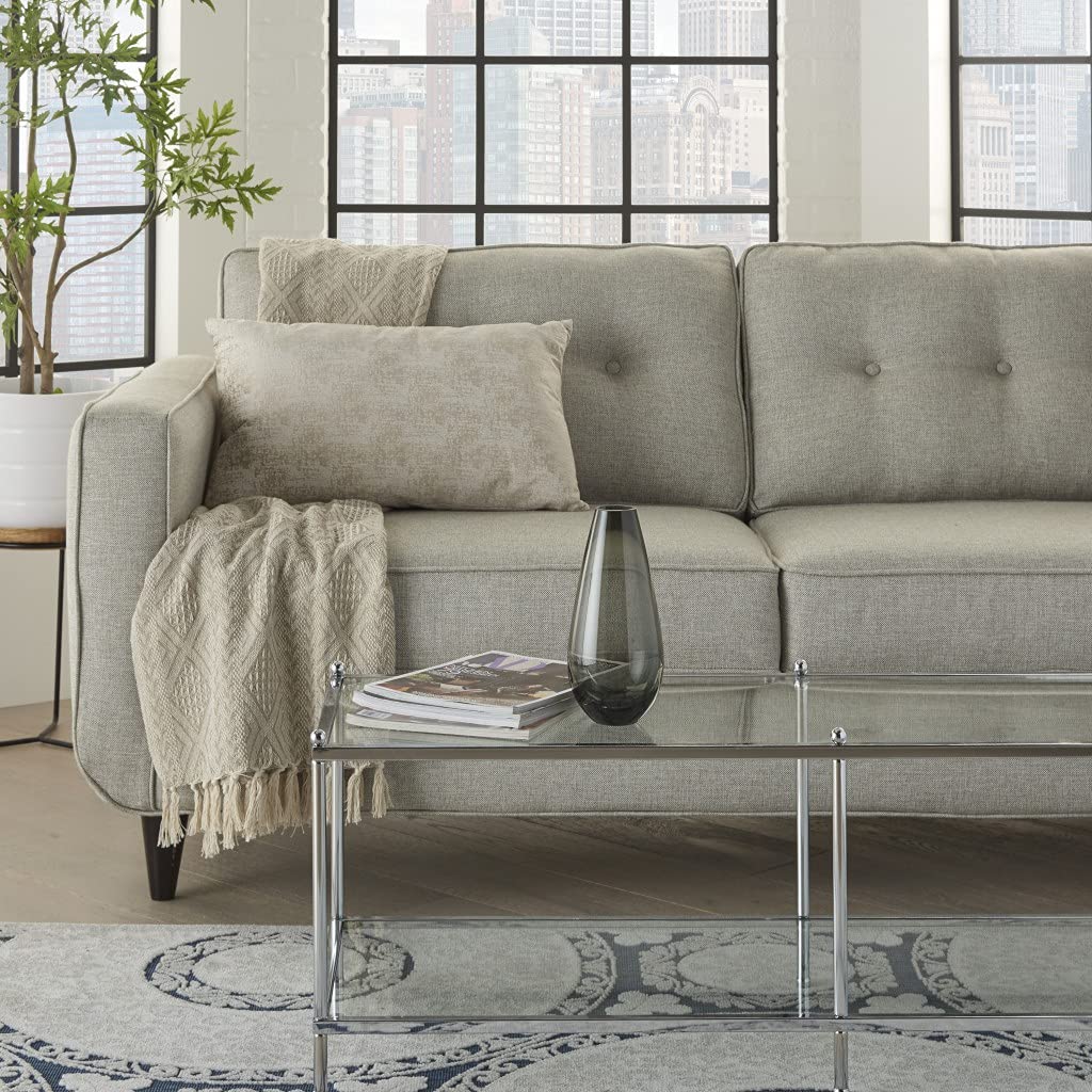 HomeRoots 100% Polyester Beige Distressed Gradient Lumbar Pillow