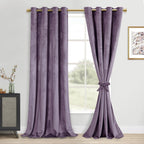 DWCN Velvet Curtains 96 Inches - Elegant Super Soft Tieable Window Curtains Panels Blackout Grommet Design Thick Fabric Window D