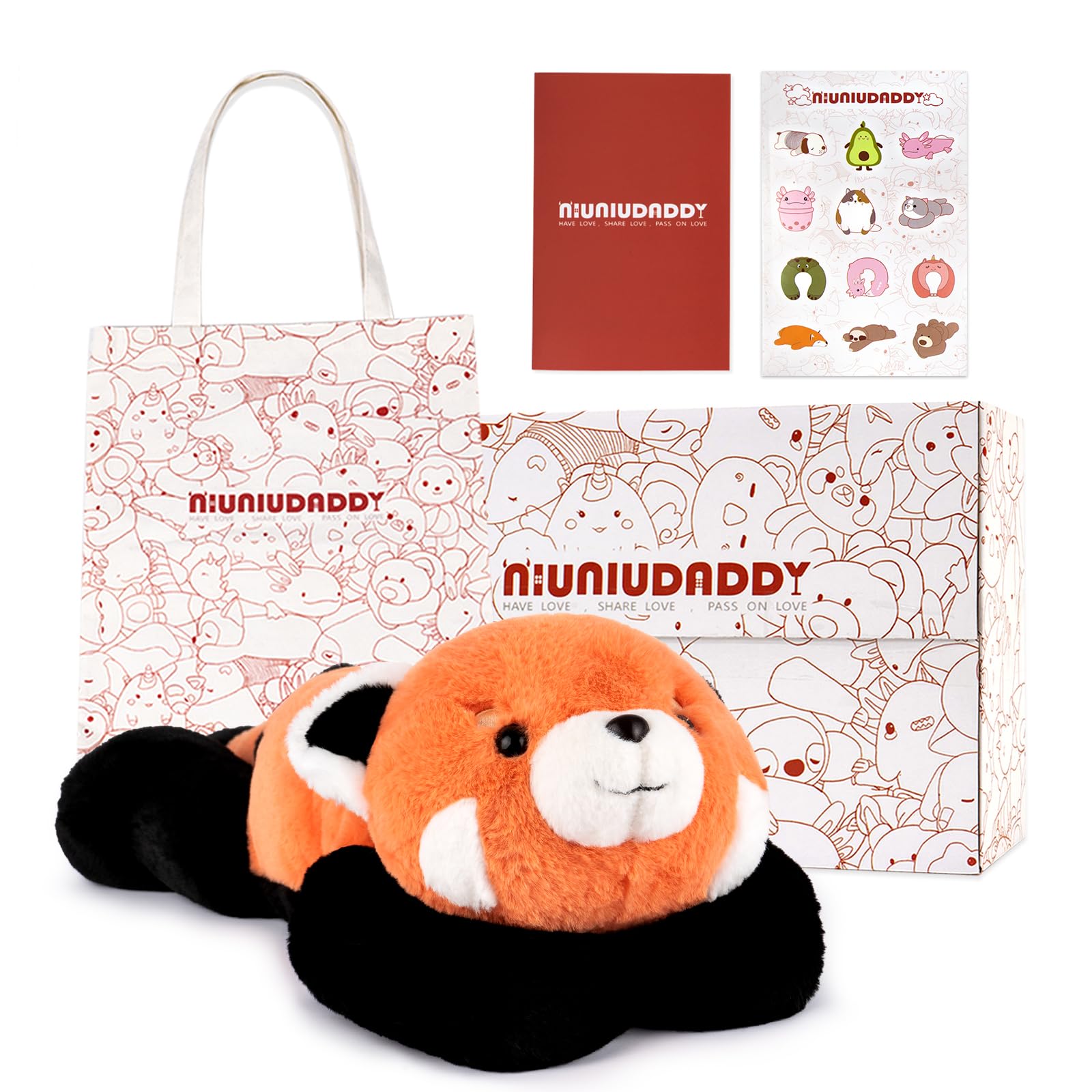 Niuniu Daddy Study Buddy Weighted Red Panda Stuffed Animals, 5lb Sensory Weighted Plush Toys for Adults Kids, Giant Stuffed Red 