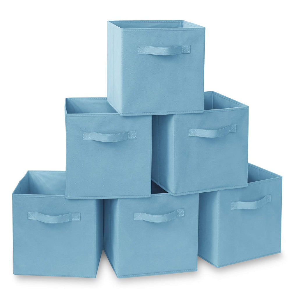 Casafield Set of 6 Collapsible Fabric Cube Storage Bins, Multicolor - 11'' Foldable Cloth Baskets for Shelves, Cubby Organizers 