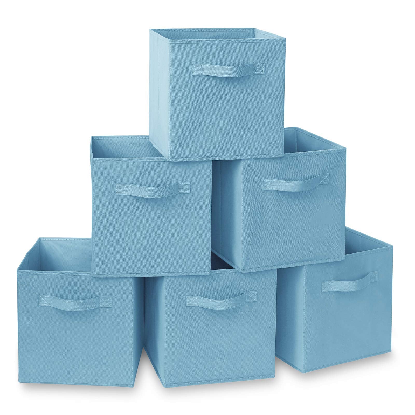 Casafield Set of 6 Collapsible Fabric Cube Storage Bins, Multicolor - 11'' Foldable Cloth Baskets for Shelves, Cubby Organizers 