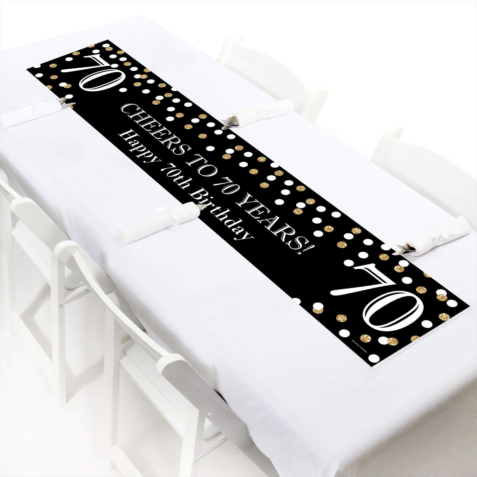 Big Dot Of Happiness Adult 70Th Birthday - Gold - Happy Birthday Decorations Party Banner