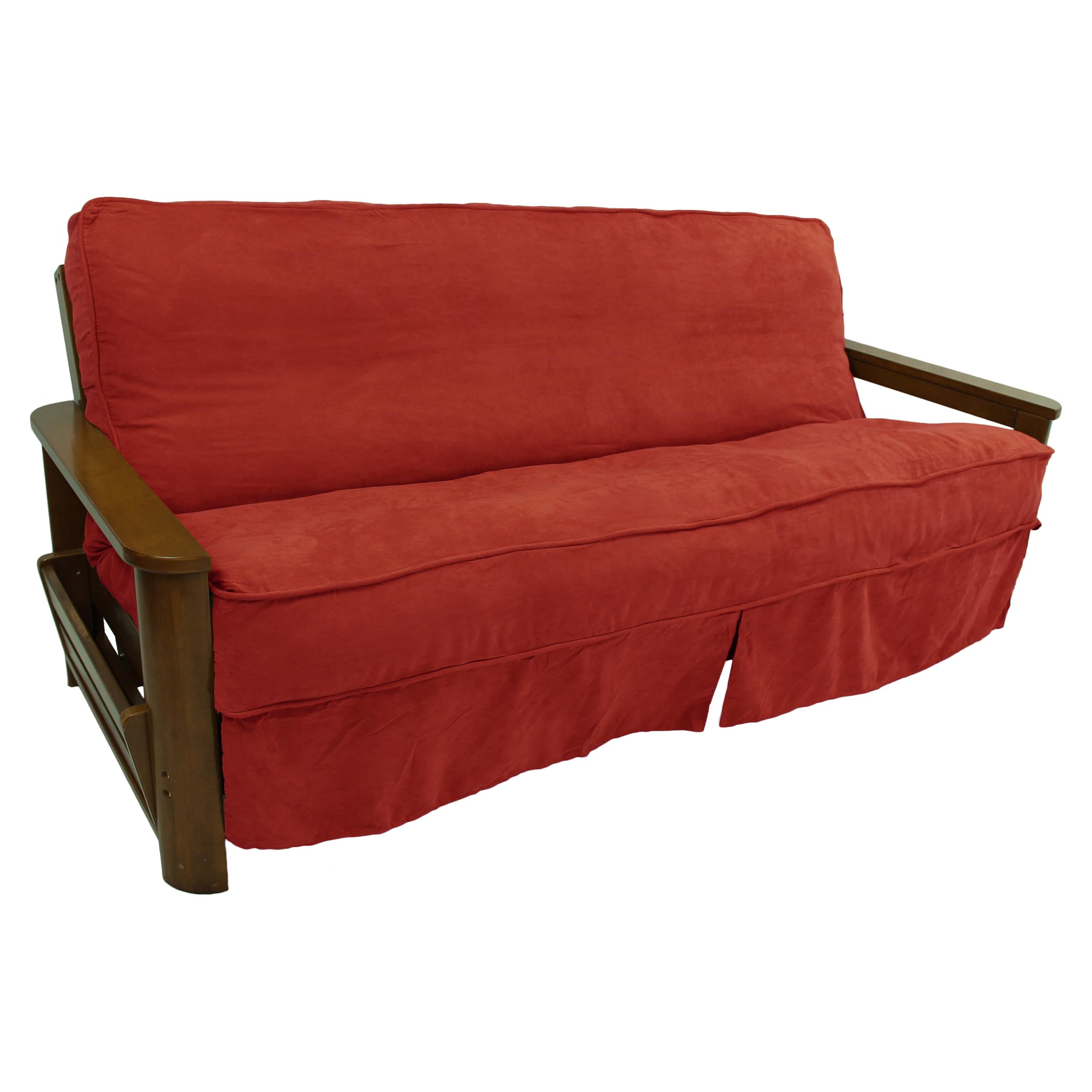 Blazing Needles Solid Microsuede Double Corded 8&quot; to 9&quot; Futon Slipcover, Full, Cardinal Red