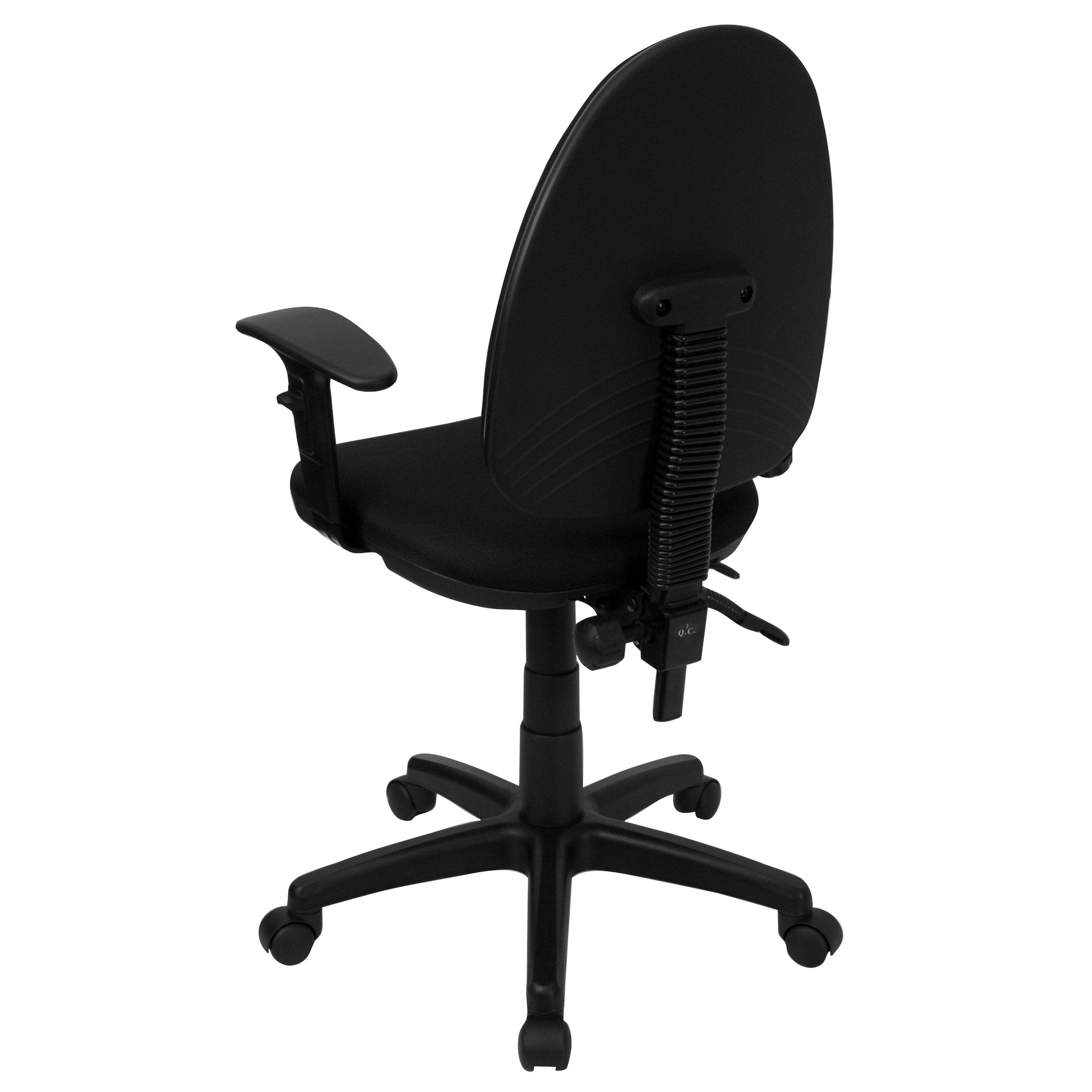 Flash Furniture Linus Mid-Back Black Fabric Multifunction Swivel Ergonomic Task Office Chair with Adjustable Lumbar Support & Arms