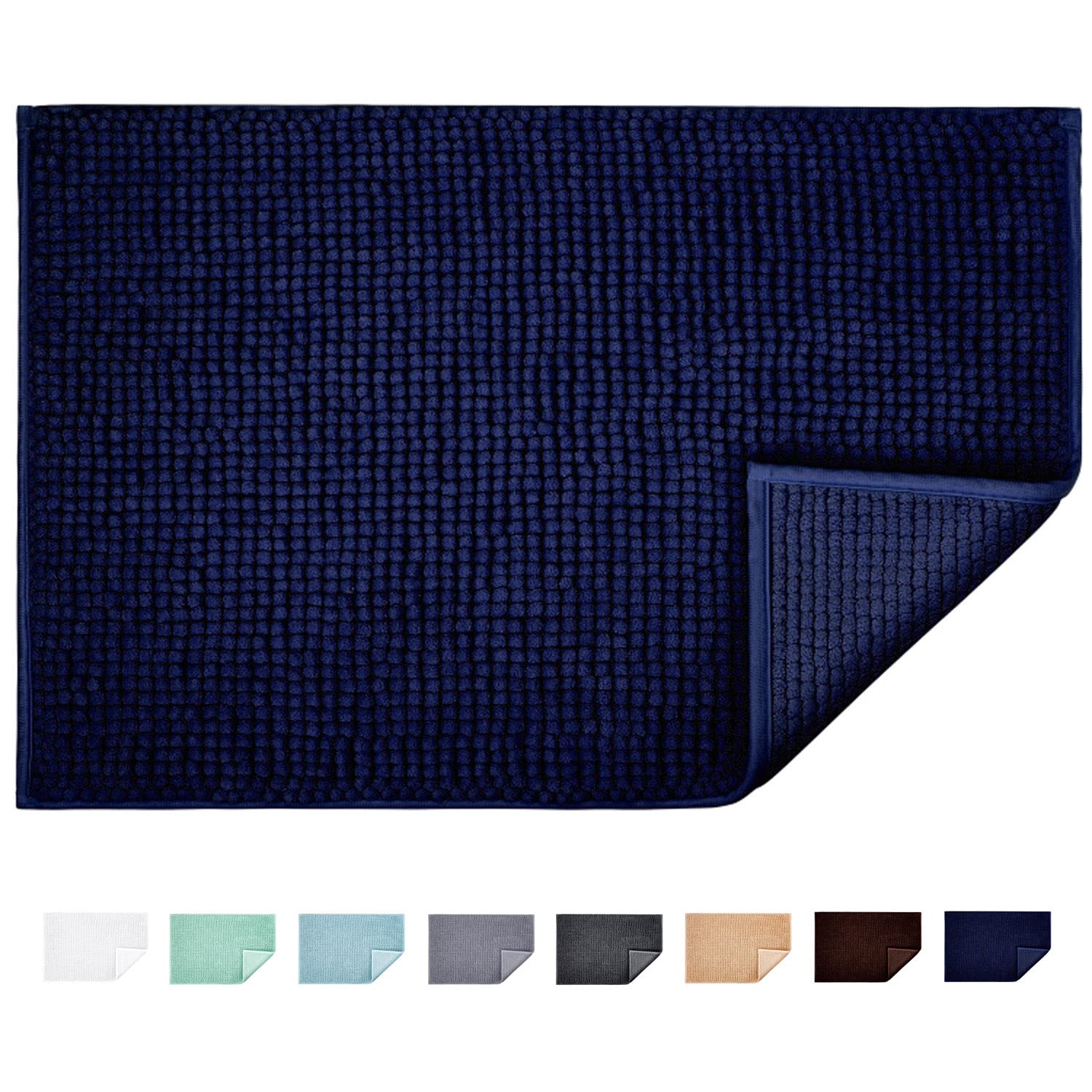Bathroom Nonslip Mat Bath Mat Chenille Microfiber Floor Rug Soft Machine Washable Absorbent for Shower Toilet 40 x 60 cm (Dark 