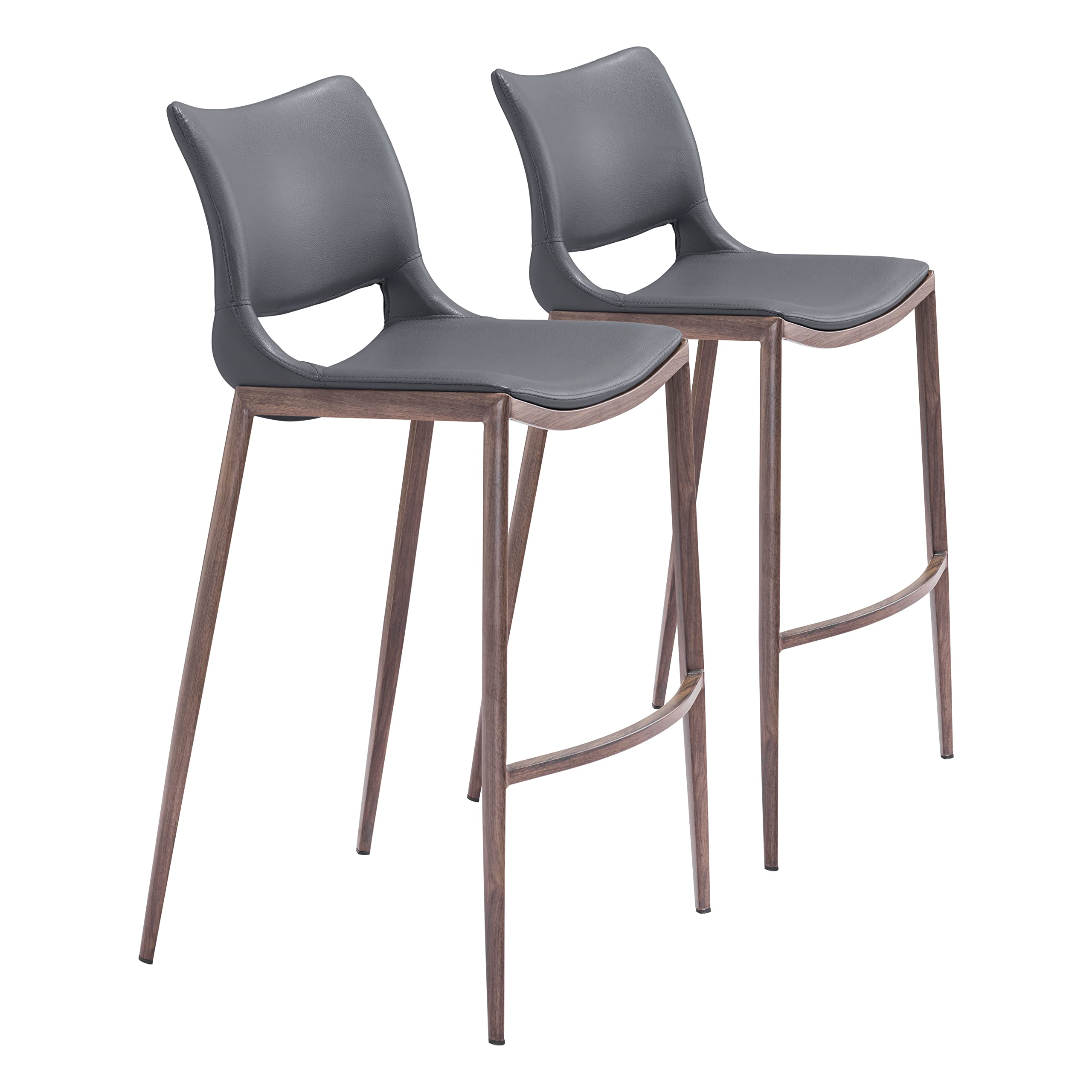 Zuo Ace Barstool Dark Gray & Walnut