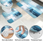 Lnond 4Pcs Bathroom Shower Curtain Sets With Rugs,Turquoise White Painting Art Bathroom Sets With Shower Curtain And Rugs And Ac