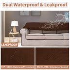Easy-Going 100% Waterproof Couch Cover, Dual Waterproof Sofa Cover, Stretch Jacquard Sofa Slipcover, Leakproof Furniture Protector For Kids, Pets, Dog And Cat (Oversized Sofa, Coffee)