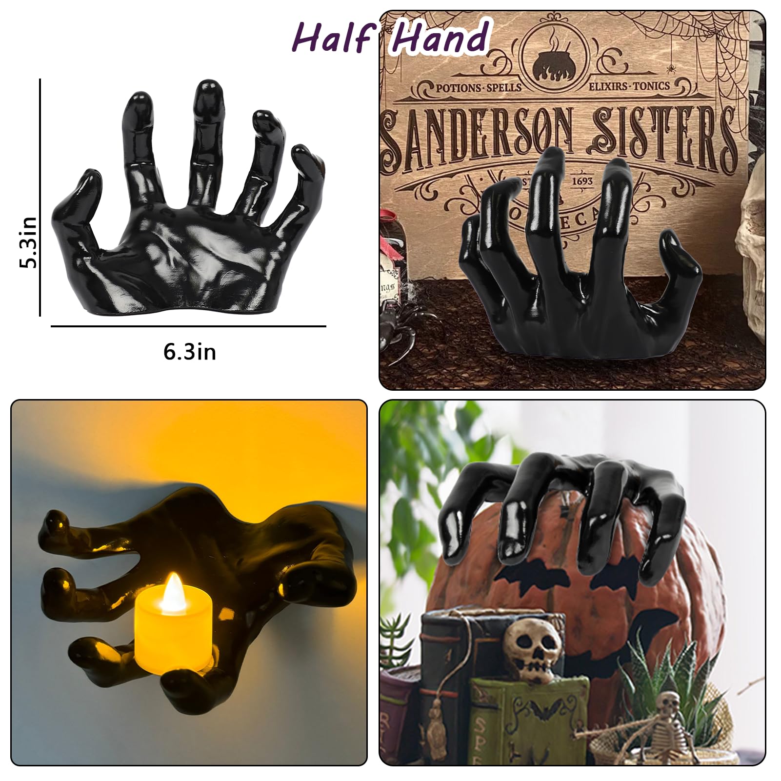 Dazonge Halloween Decorations, Pack Of 3 Wall Mounted Creepy Reaching Hands With Lighted Candles, Life-Sized Horror Hands For Go