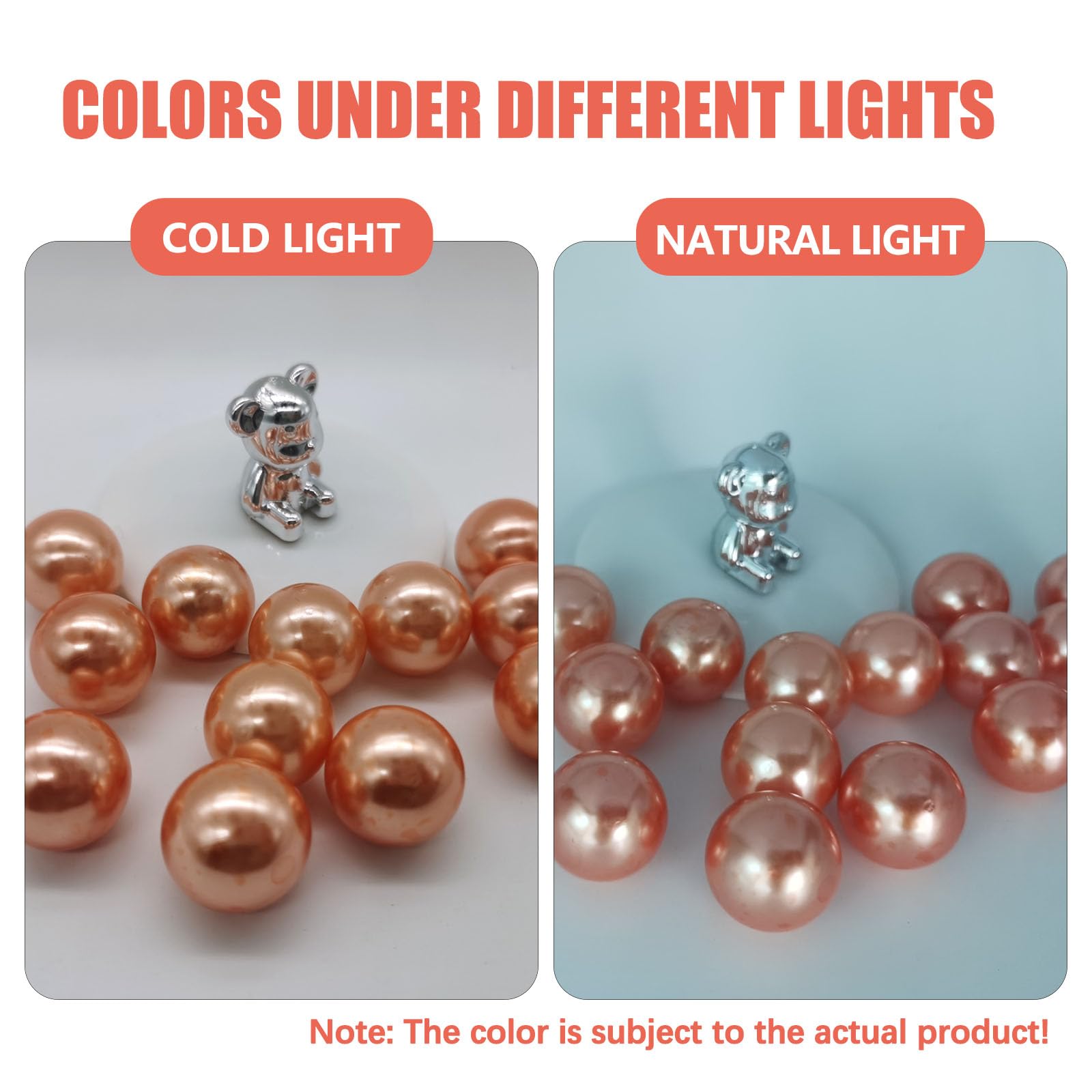 Rose Gold White Floating Pearls | 150Pcs Rose Gold White Pearls Bead For Centerpieces Vases, No Hole Beads | 8/14/20 Mm Rose Gol
