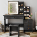 Memobarco Vanity Desk with Mirror and Lights, Makeup Vanity with 3 Adjustable Lighting Modes, Small Vanity Desk with Sliding Mir