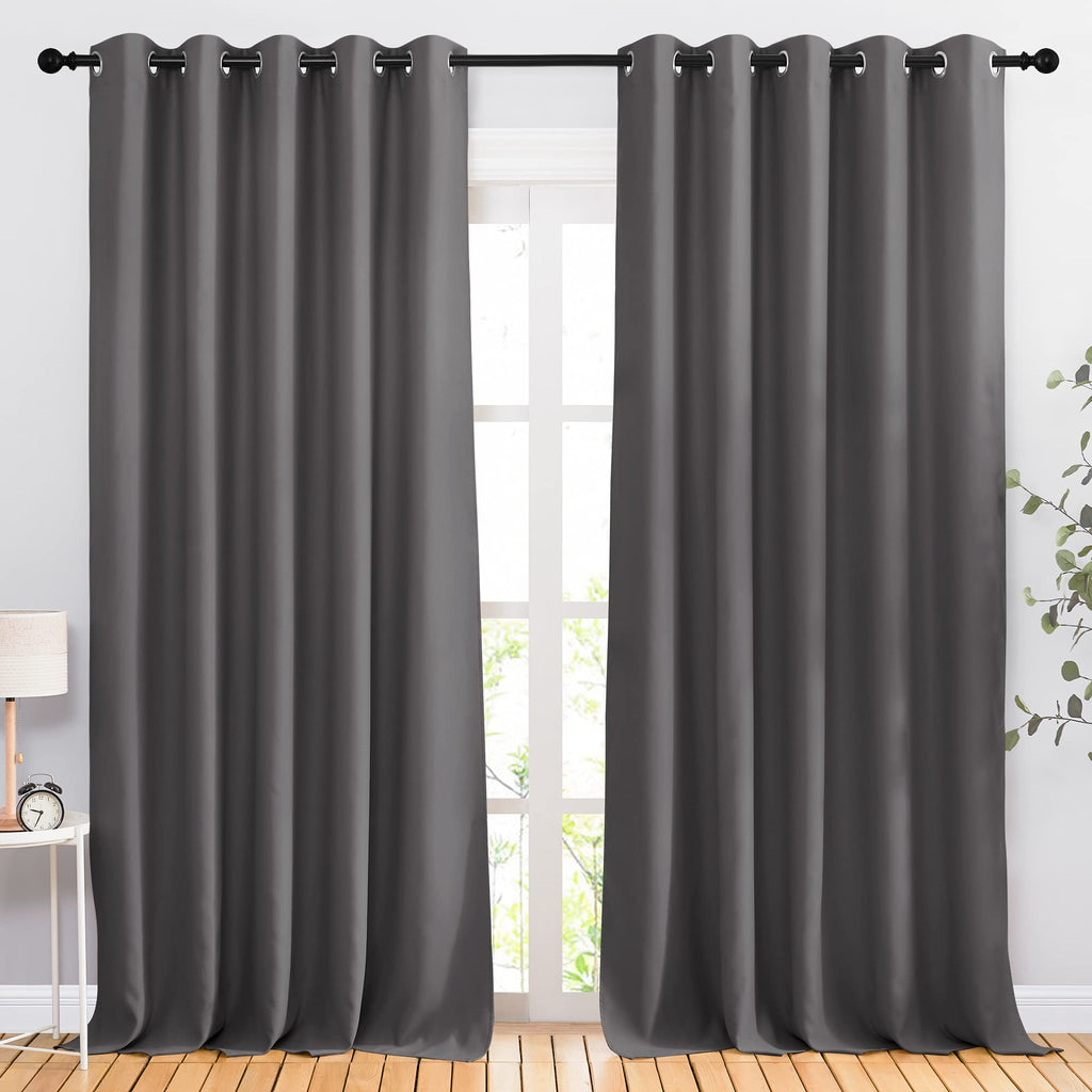 Nicetown Blackout Curtains Panels For Bedroom - 3 Pass Microfiber Noise Reducing Thermal Insulated Solid Ring Top Blackout Windo