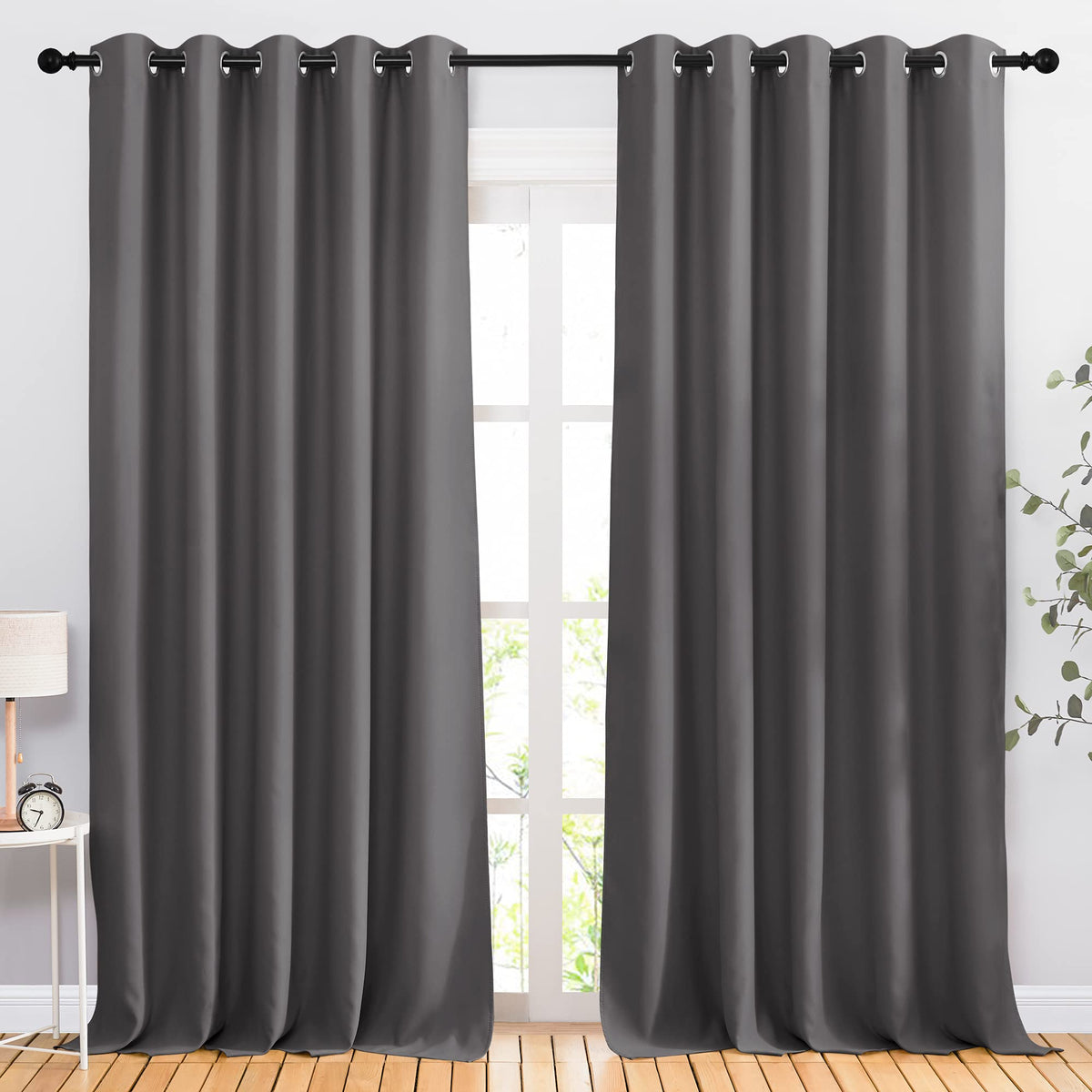 Nicetown Blackout Curtains Panels For Bedroom - 3 Pass Microfiber Noise Reducing Thermal Insulated Solid Ring Top Blackout Windo