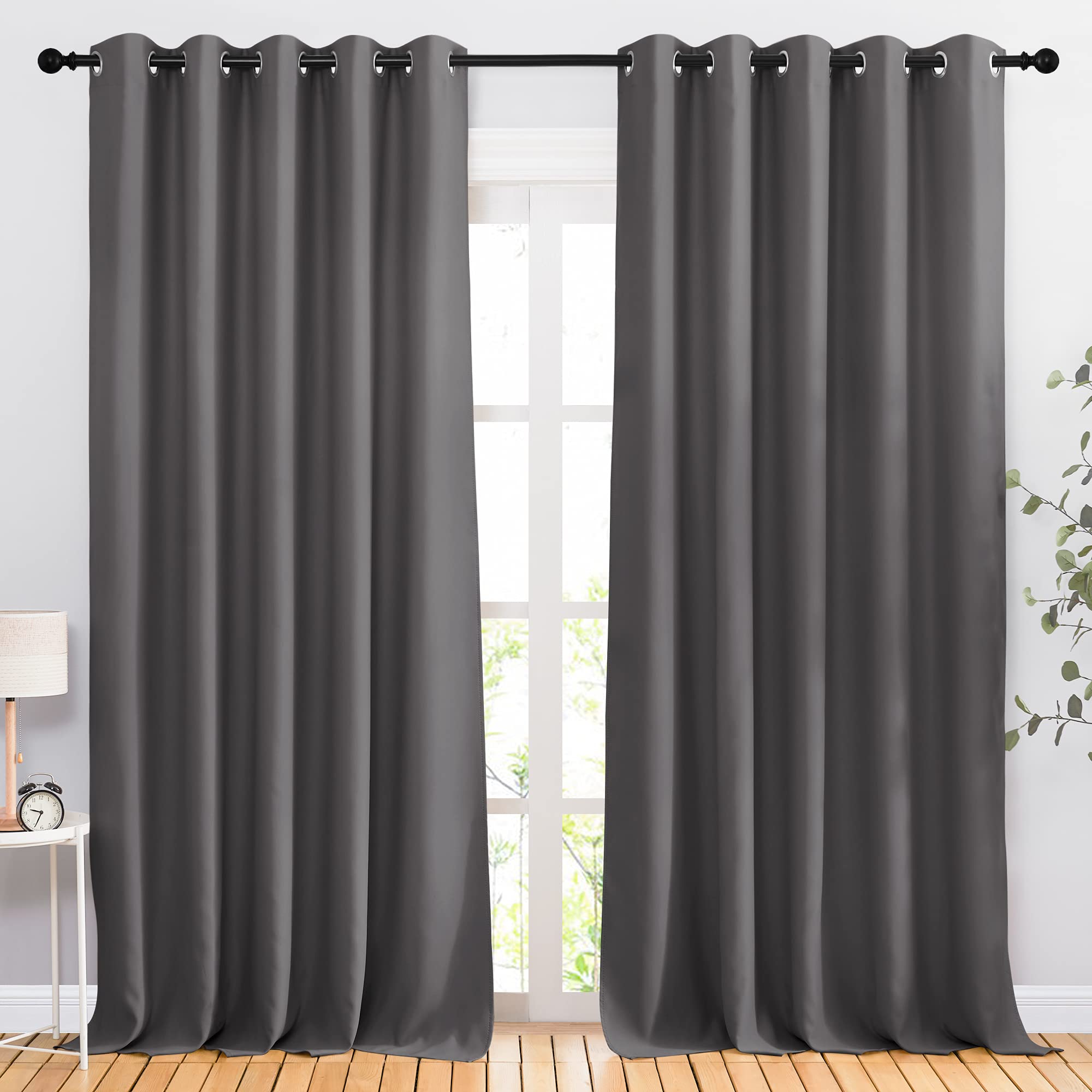 Nicetown Blackout Curtains Panels For Bedroom - 3 Pass Microfiber Noise Reducing Thermal Insulated Solid Ring Top Blackout Windo