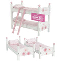 Emily Rose Doll Clothes 18-inch Doll Wooden Bunk Bed Bedroom Furniture Floral Collection - 2 Stackable Beds, Bunkbed Set with Be