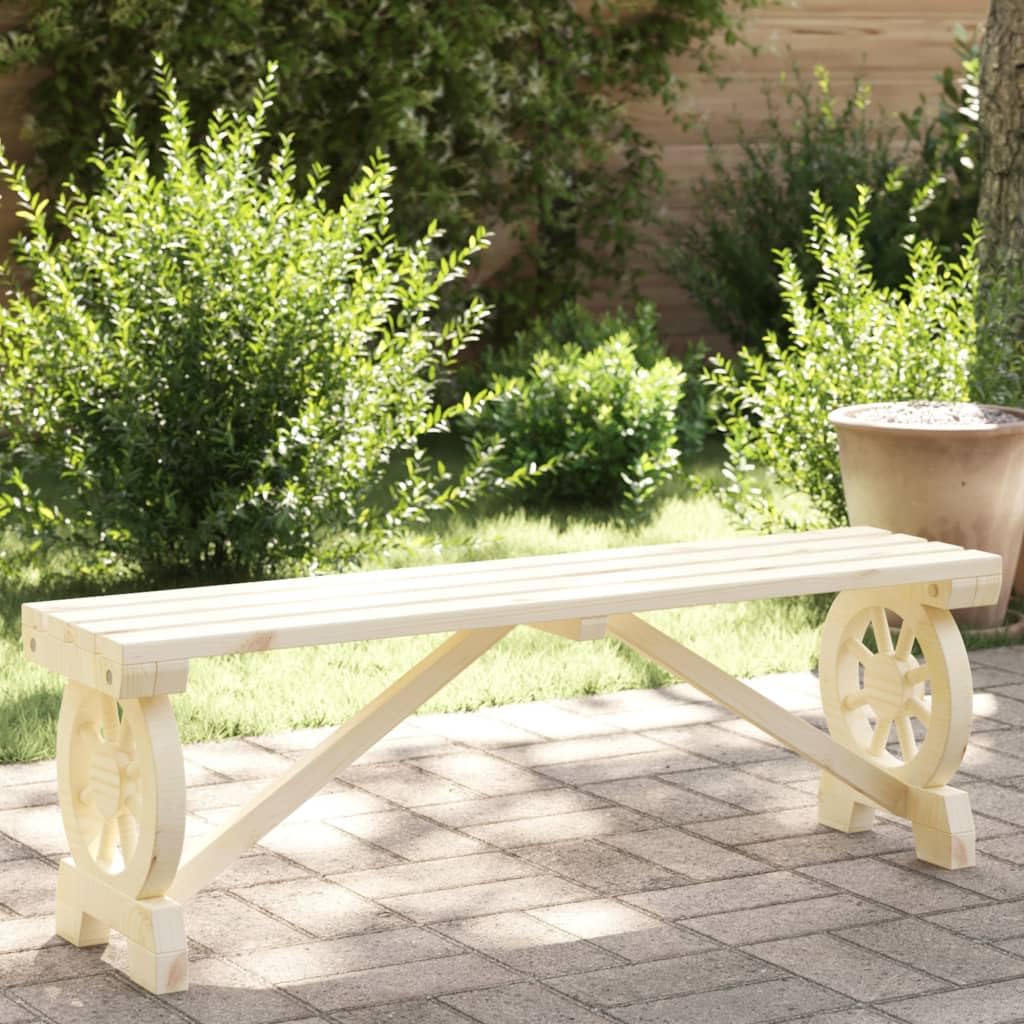 vidaXL Sturdy Fir Wood Patio Bench - Comfortable Outdoor Seating with Wagon Wheel Armrest Design, 242.5 lb Load, for Garden/Terrace