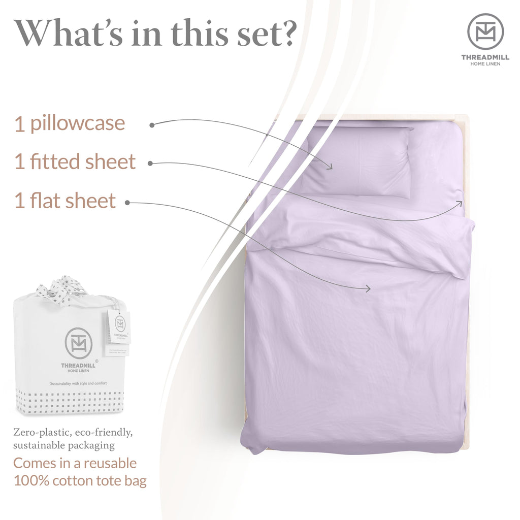 Threadmill Cotton Twin Xl Sheets Set, Soft 100% Cotton, Cooling Bed Sheets With Deep Pocket Snug Fit Elastic, 500 Thread Count,