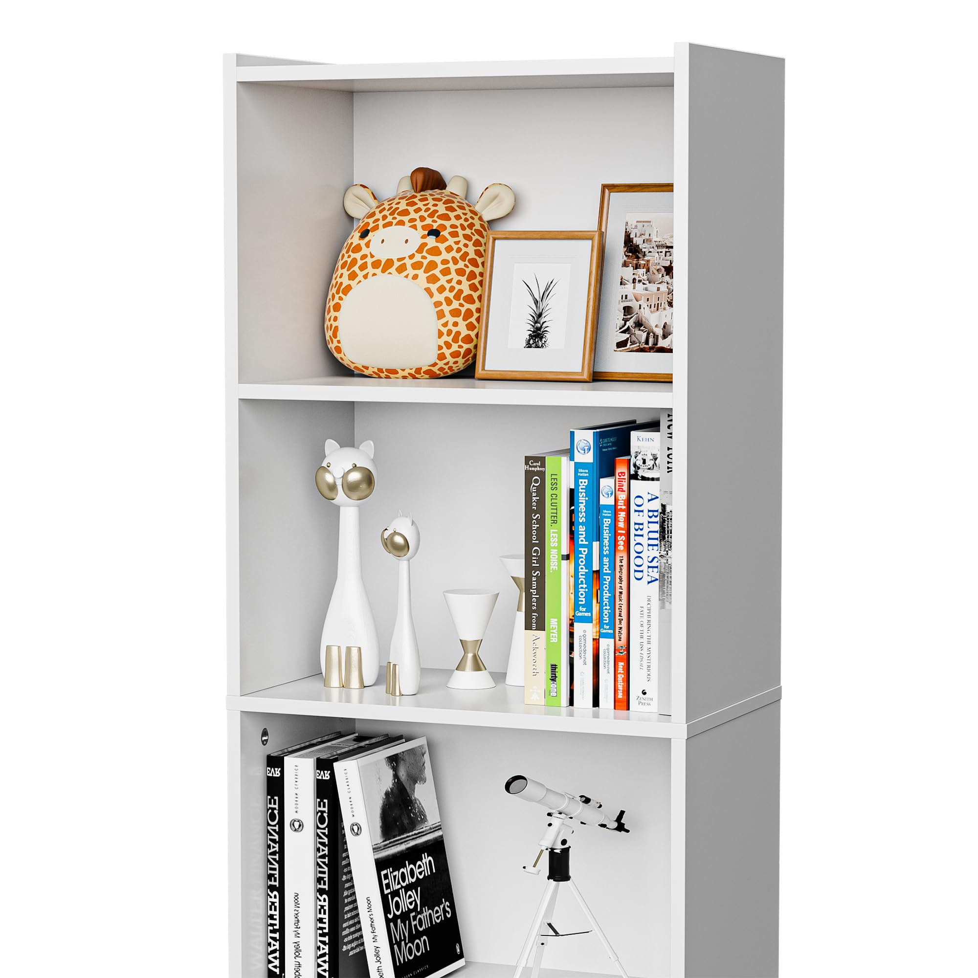 Super Deal 5-Tier Bookshelf Narrow Bookcase Wood Cube Storage Shelf Freestanding Open Shelf Display Rack Organizer For Small Spaces Kids Bedroom Living Room Home Office Apartment, 52 Inch White