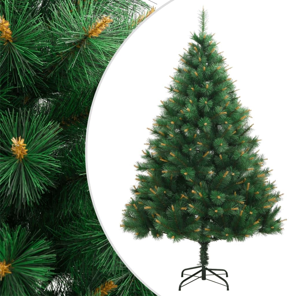 vidaXL Modern Artificial Hinged Christmas Tree with Stand - Green Life-Like Festive PVC Pine Tips Indoor Outdoor Decoration- 82.7&quot;