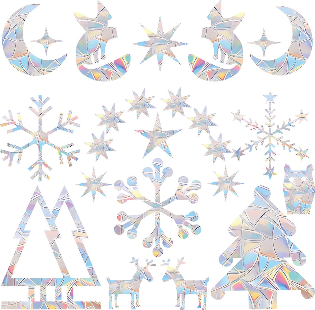 Shawula 60PCS Christmas Snowflake Window Clings Anti Collision Window Decals to Save Birds from Window Collisions Non Adhesive P