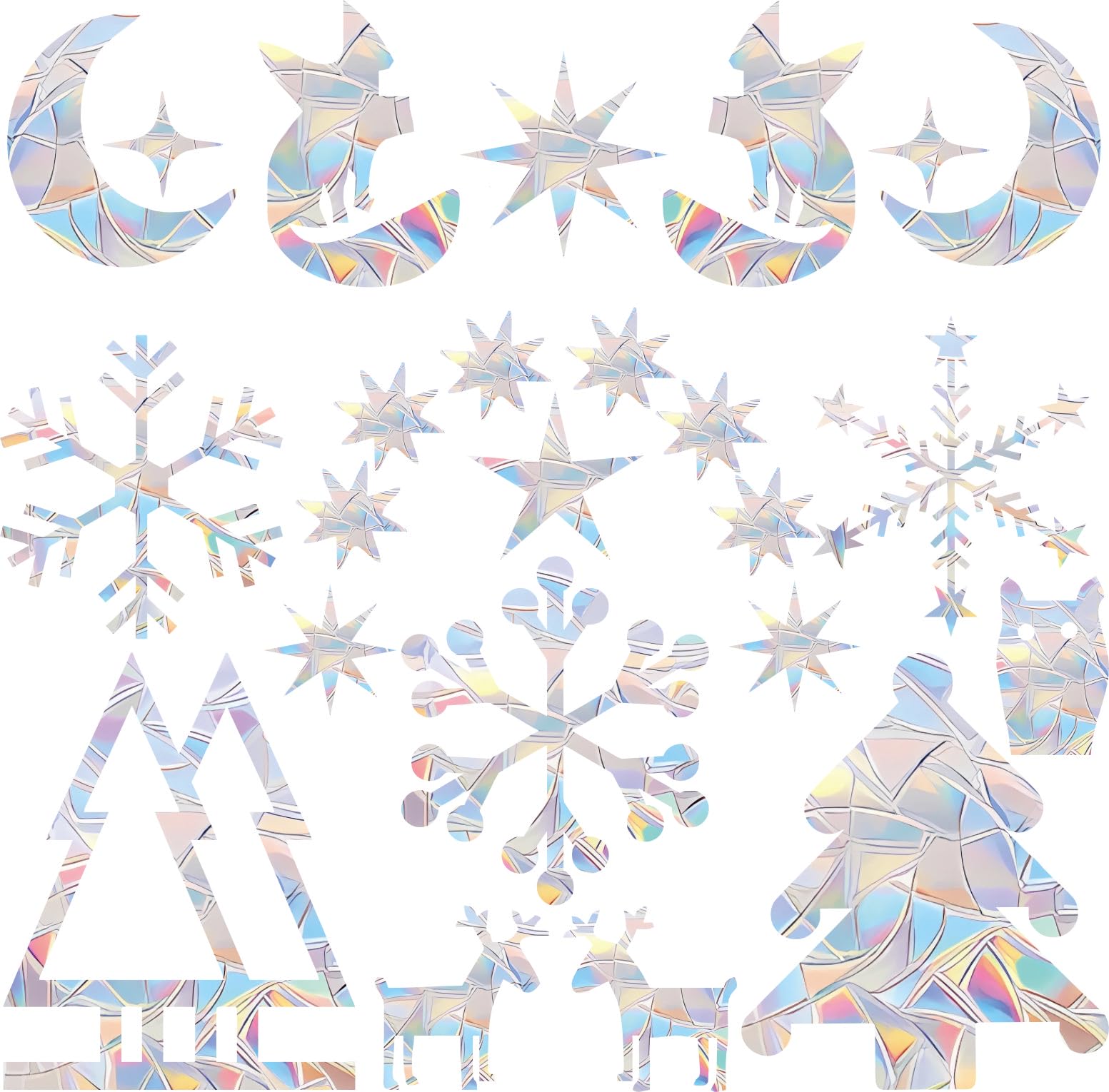 Shawula 60PCS Christmas Snowflake Window Clings Anti Collision Window Decals to Save Birds from Window Collisions Non Adhesive P