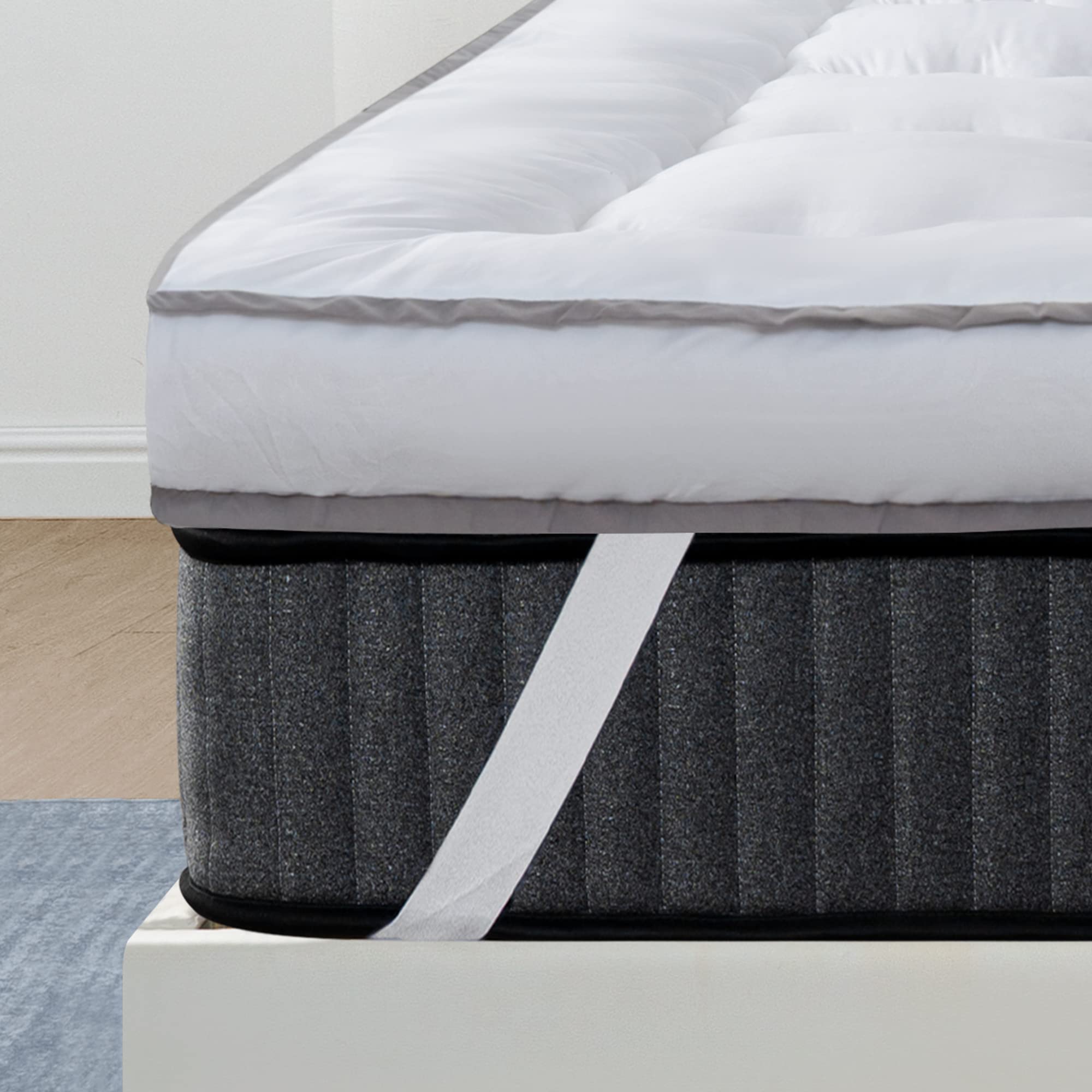 Queen Rose Mattress Topper Queen, Extra Thick Pillow-Top Mattress Pad Bed Covers, Plush Soft Support, 3D Snow Down Alternative,
