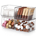 Novabright 4 Pcs Clear Plastic Storage Bins Stackable Pantry Organizer