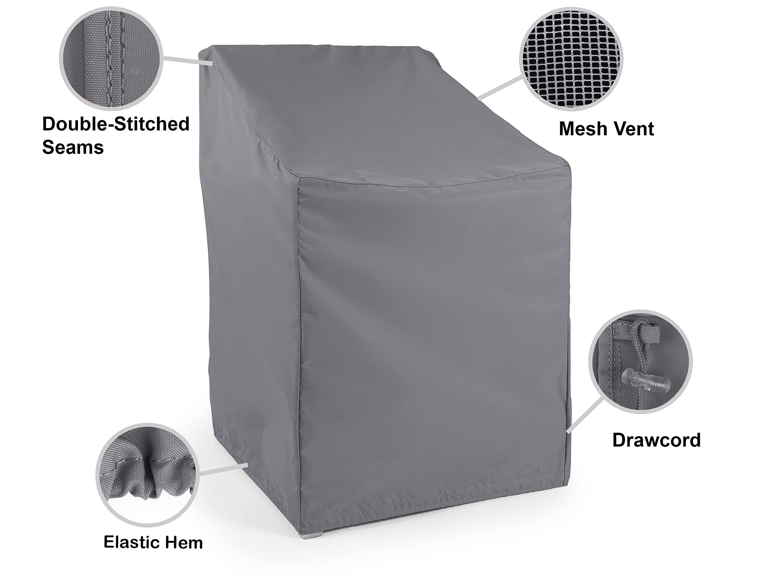 Covermates Outdoor Chair Cover - Water Resistant Polyester, Drawcord Hem, Mesh Vents, Seating And Chair Covers, 34W X 40D X 40H, Charcoal