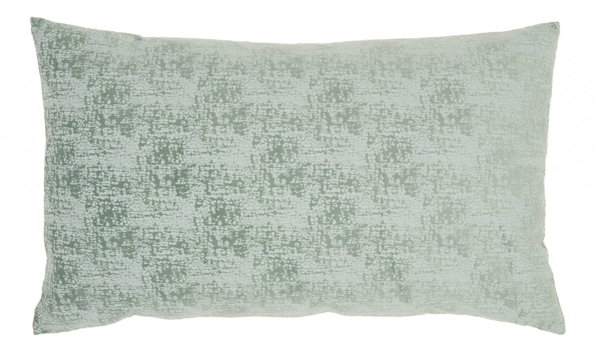 HomeRoots Celadon 100% Polyester Pale Green Distressed Gradient Lumbar Pillow