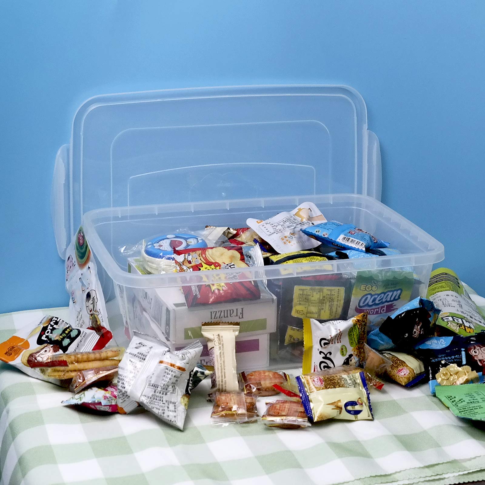 Sandmovie 14 Quart Latch Containers With Lid, Clear Latching Box, 4 Packs