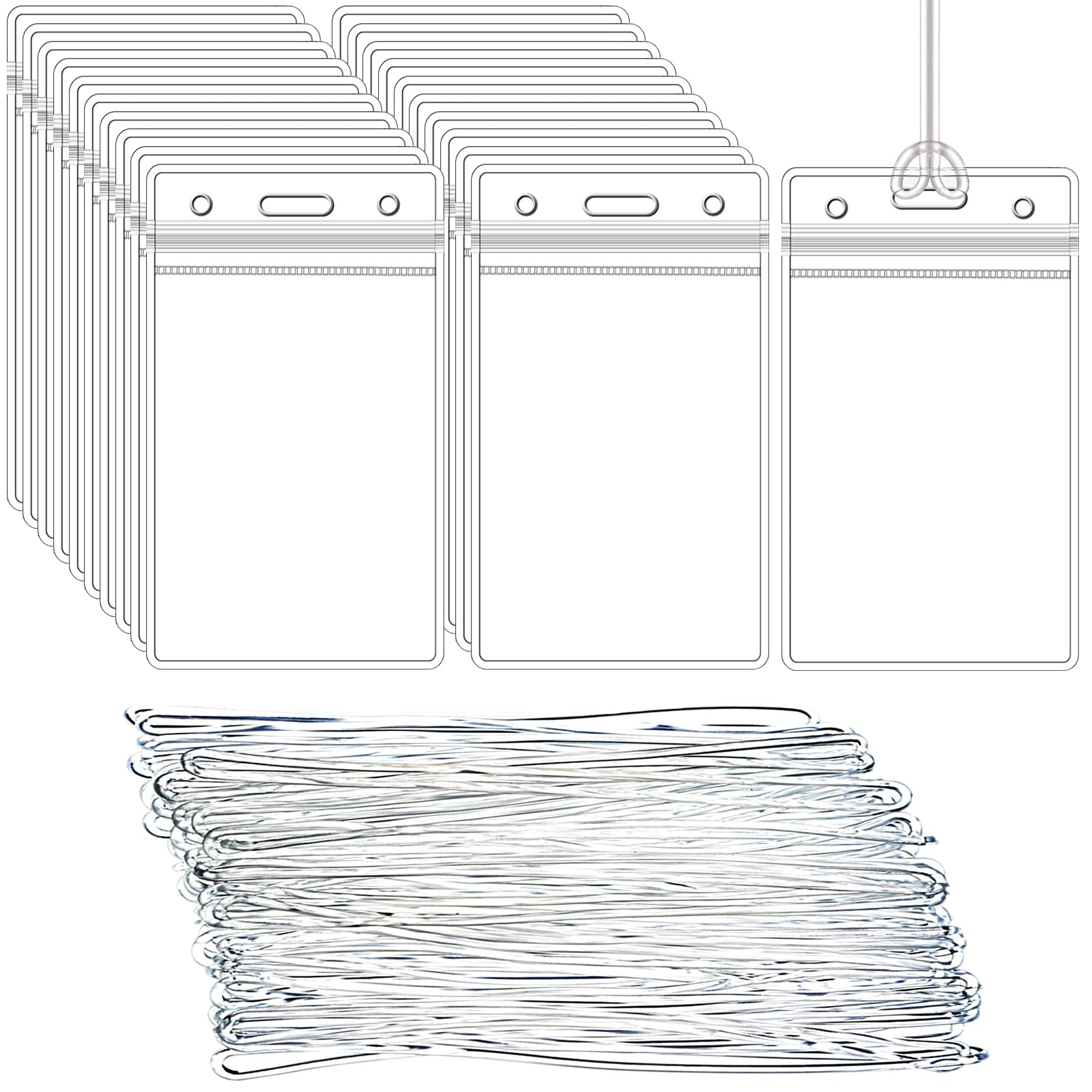 100 Pack Clear Luggage Tags Bag Tags Holder Identification Id Card Badge Holder With Luggage Tag Loop Straps For Business Travel