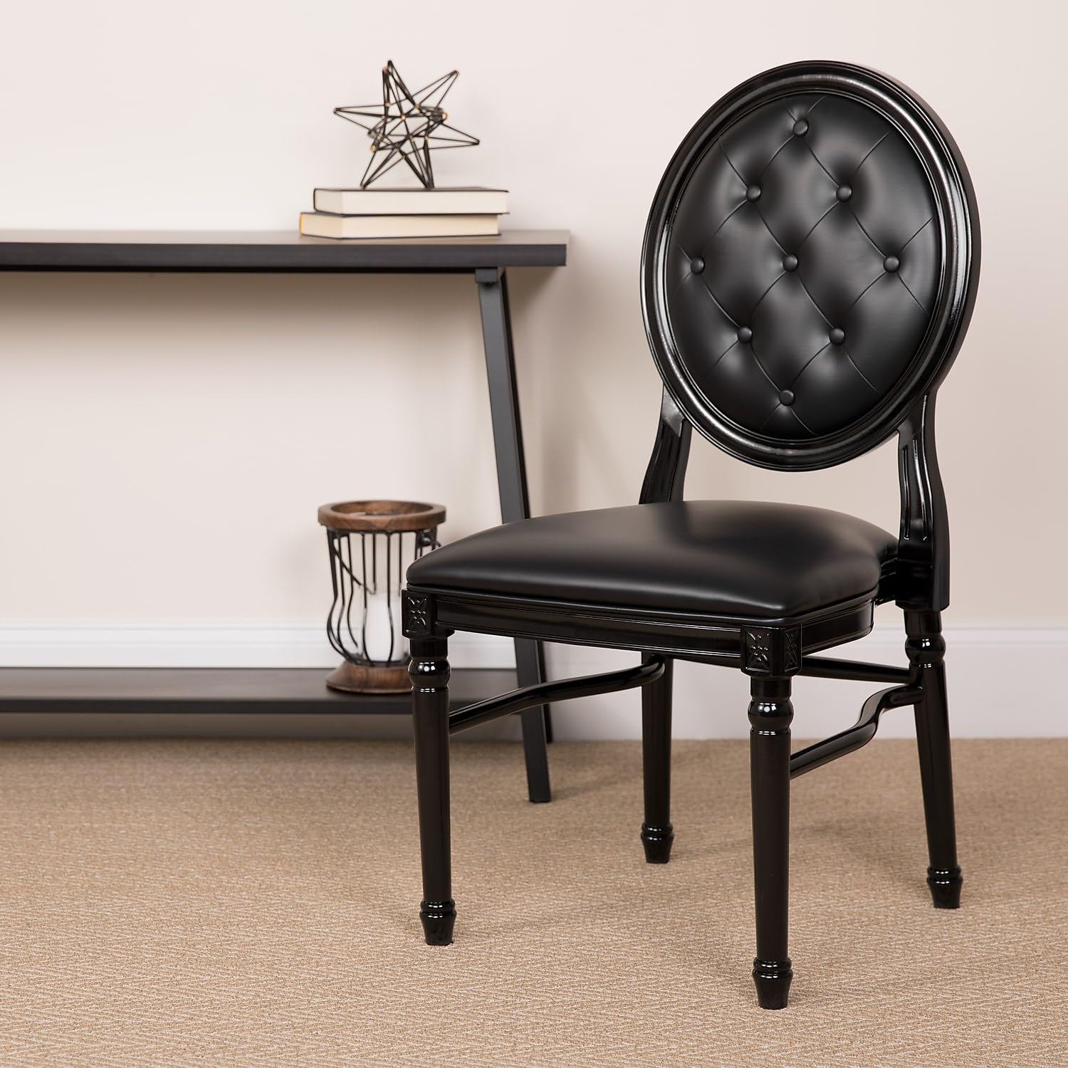 Flash Furniture Hercules Series 900 Lb. Capacity King Louis Chair With Tufted Back, Black Vinyl Seat And Black Frame