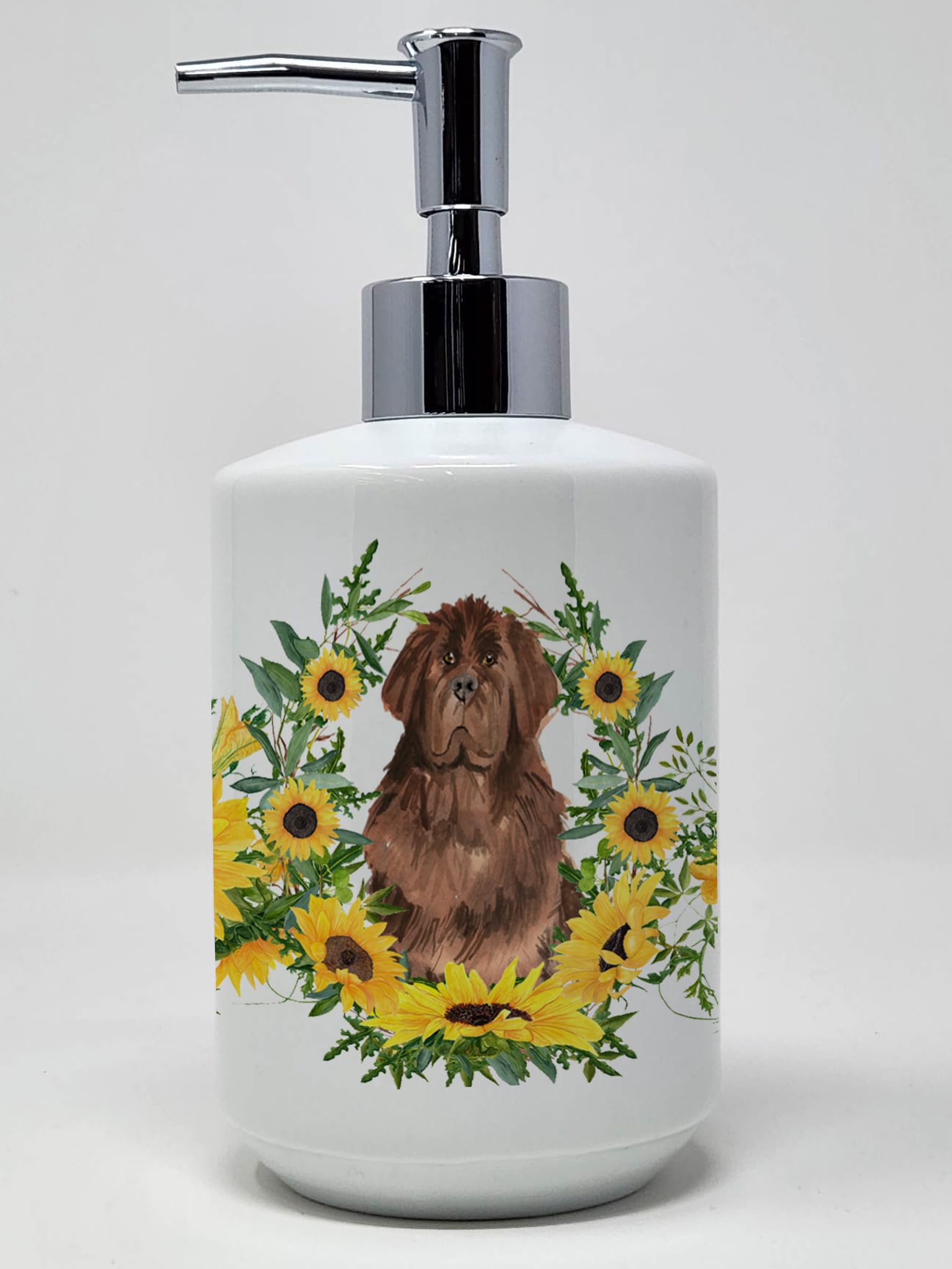 Caroline's Treasures CK2968SOAP Schnauzer # in Sunflowers Ceramic Soap Dispenser Hand Soap Dispenser Pump Bottles for Bathroom K