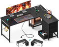 Aodk L Shaped Gaming Desk With 4 Drawers, 53' Reversible Home Office Desks With Power Outlets, L Shaped Computer Desk With Usb Charging Port And Host Stand, Corner Desk, Easy To Assemble, Black