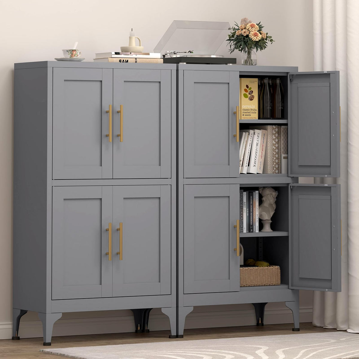 Ironffice Metal Pantry Cabinet,Pantry Storage Cabinet With Doors And 4 Shelves,71 ' Tall Metal Storage Cabinet1 For Kitchen,Liv