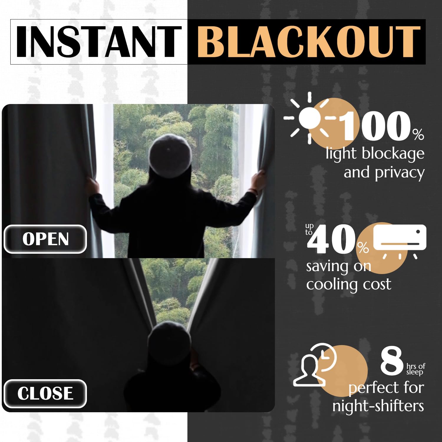 Jinchan 100% Blackout Boho Curtains 84 Inches Long For Bedroom Living Room Silver Geometric Foil Printed Grommet Top Room Darkening Thermal Insulated Window Drapes Black 52X84 2 Panels