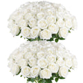 Hananona Artificial Roses in Bulk, Fake Silk Roses Realistic Roses for Wedding Centerpieces Flower Arrangement Home Decor (50, W