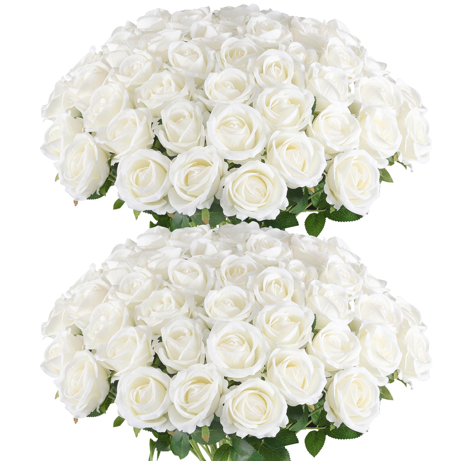 Hananona Artificial Roses in Bulk, Fake Silk Roses Realistic Roses for Wedding Centerpieces Flower Arrangement Home Decor (50, W