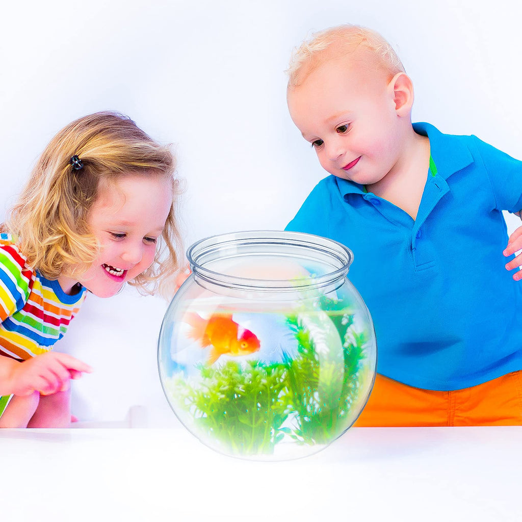 12 Pcs Clear Fish Bowl, 27 Oz Plastic Fish Bowls For Drinks, Unbreakable Heavy Duty Goldfish Bowl With 12 Straws For Carnival Ga