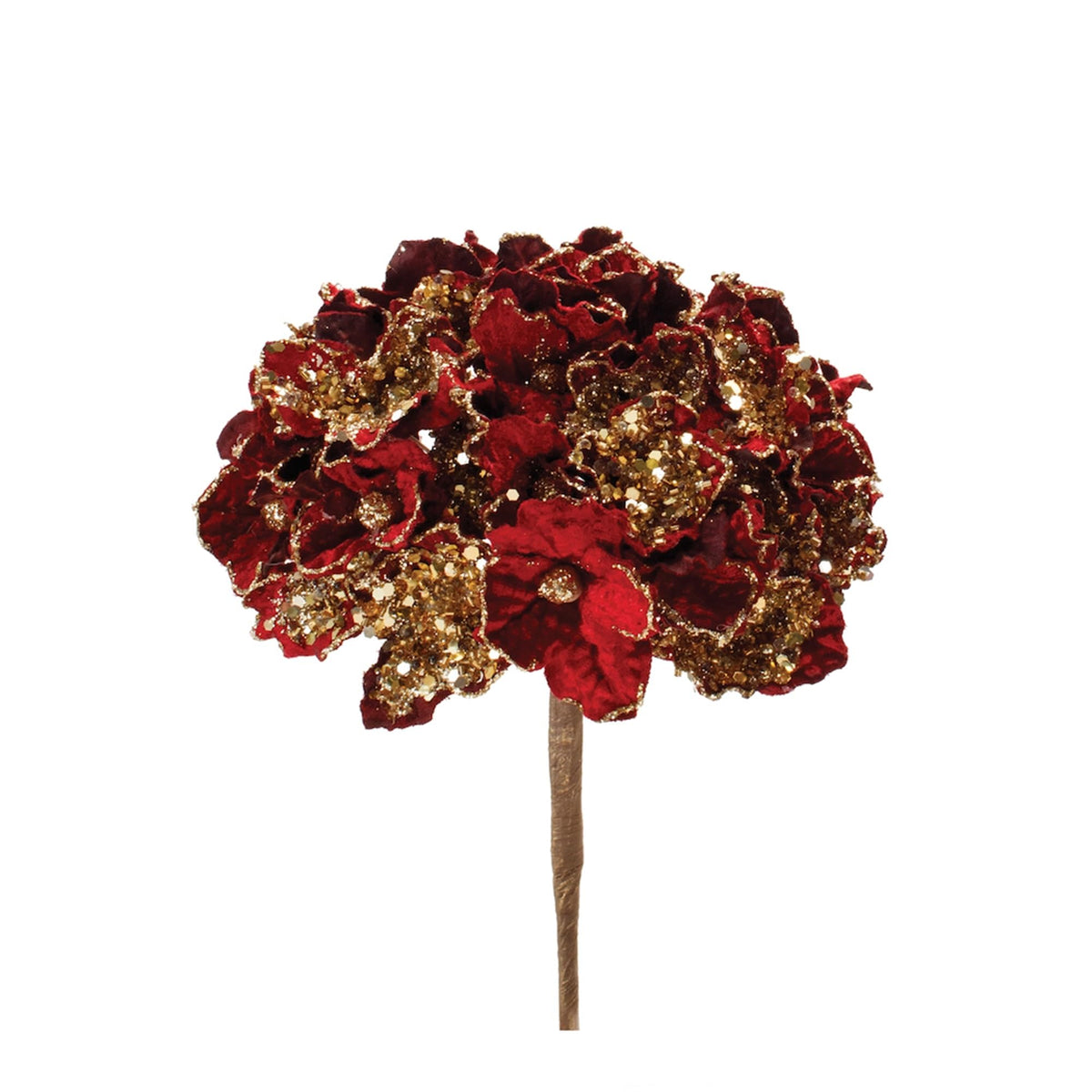 Melrose Beaded Hydrangea Artificial Christmas Stem Sprays - 29.5' - Burgundy - Set of 2