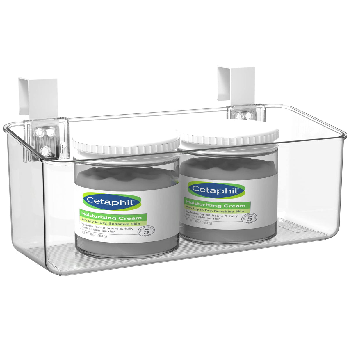 vacane Plastic Over Cabinet Door Organizer with Removable Hooks, Clear Hanging Baskets for Organizing Over the Cabinet Organizer