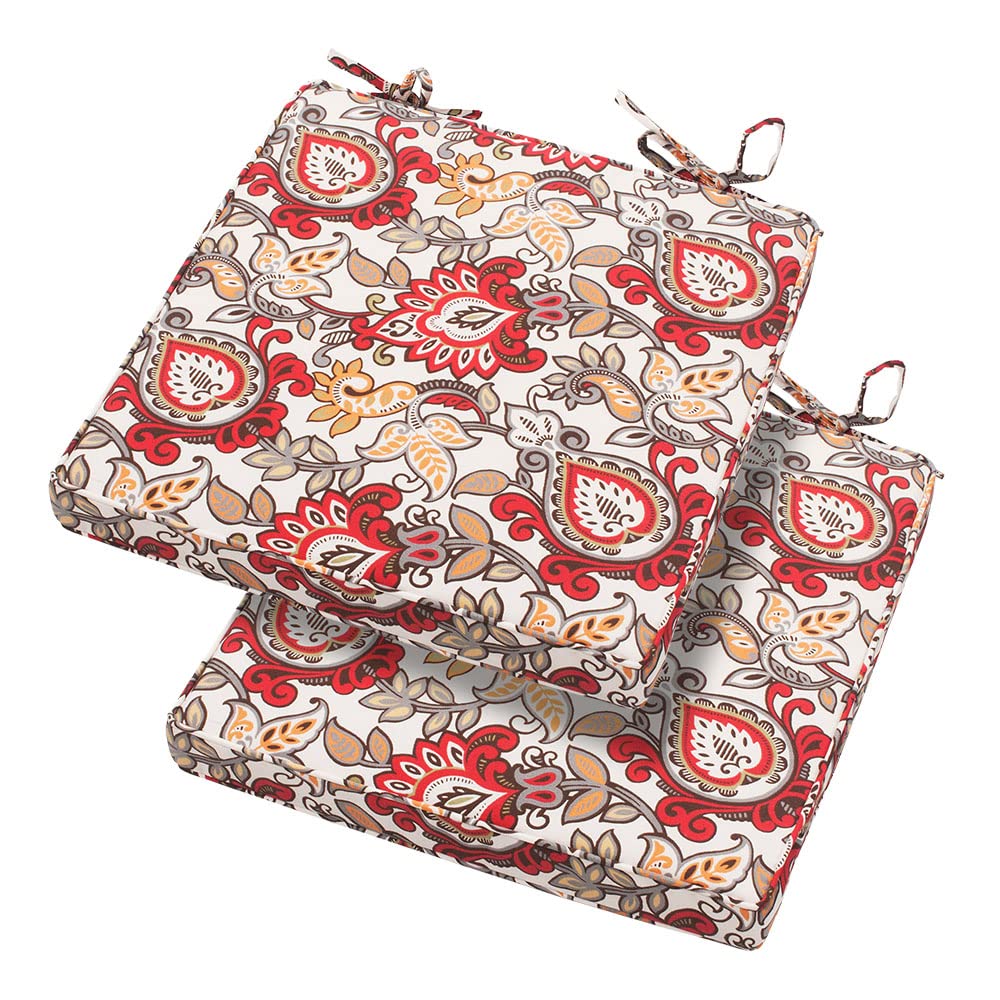 Magpie Fabrics Patio Square Chair Cushions 18'X18'X2.5' With Ties, 2 Pack, Waterproof Weather Resistant Indoor/Outdoor Univer
