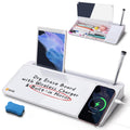 Selead Desktop Glass Whiteboard With Wireless Charger Station & Built-In Mirror, Dry Erase Board Computer Pad Keyboard Stand Wit