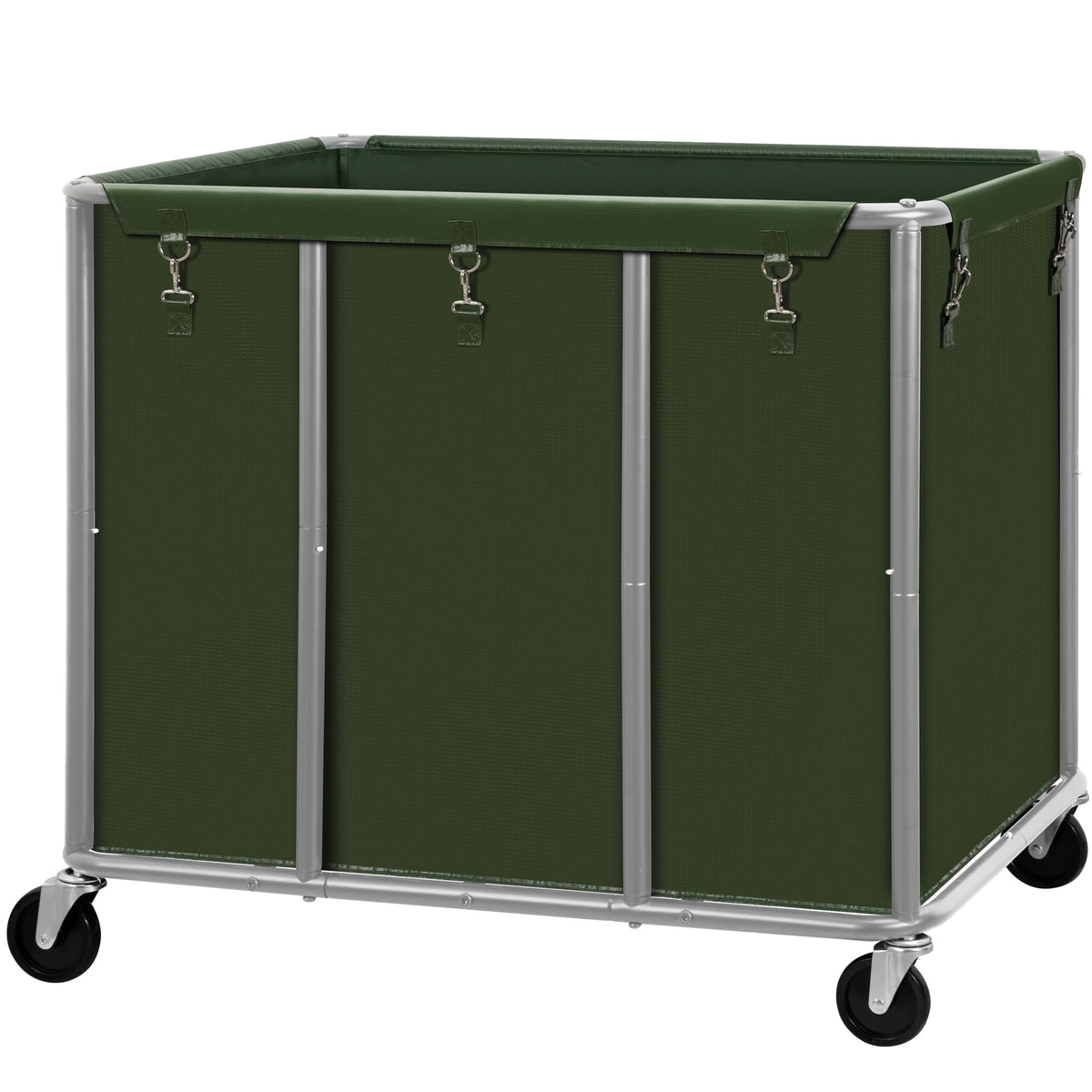 STO STO Commercial Laundry Cart with Lockable Wheels, Large 420L Industrial Rolling Laundry Hamper with Steel Frame, Removable W