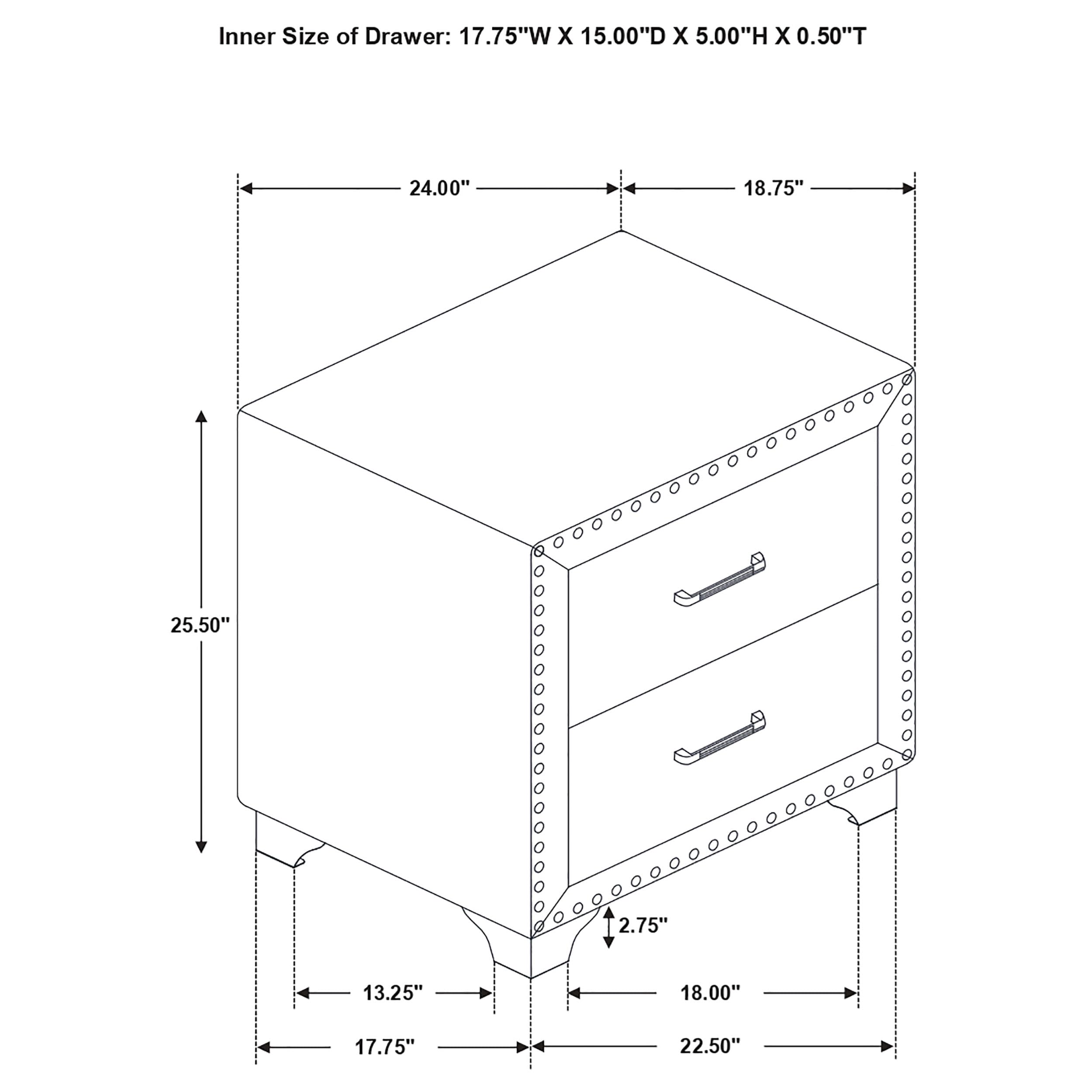 Coaster Home Furnishings Melody Modern Classic Wood 2-Drawer Bedroom Nightstand Bedside Table Organizer Unit Grey 223382