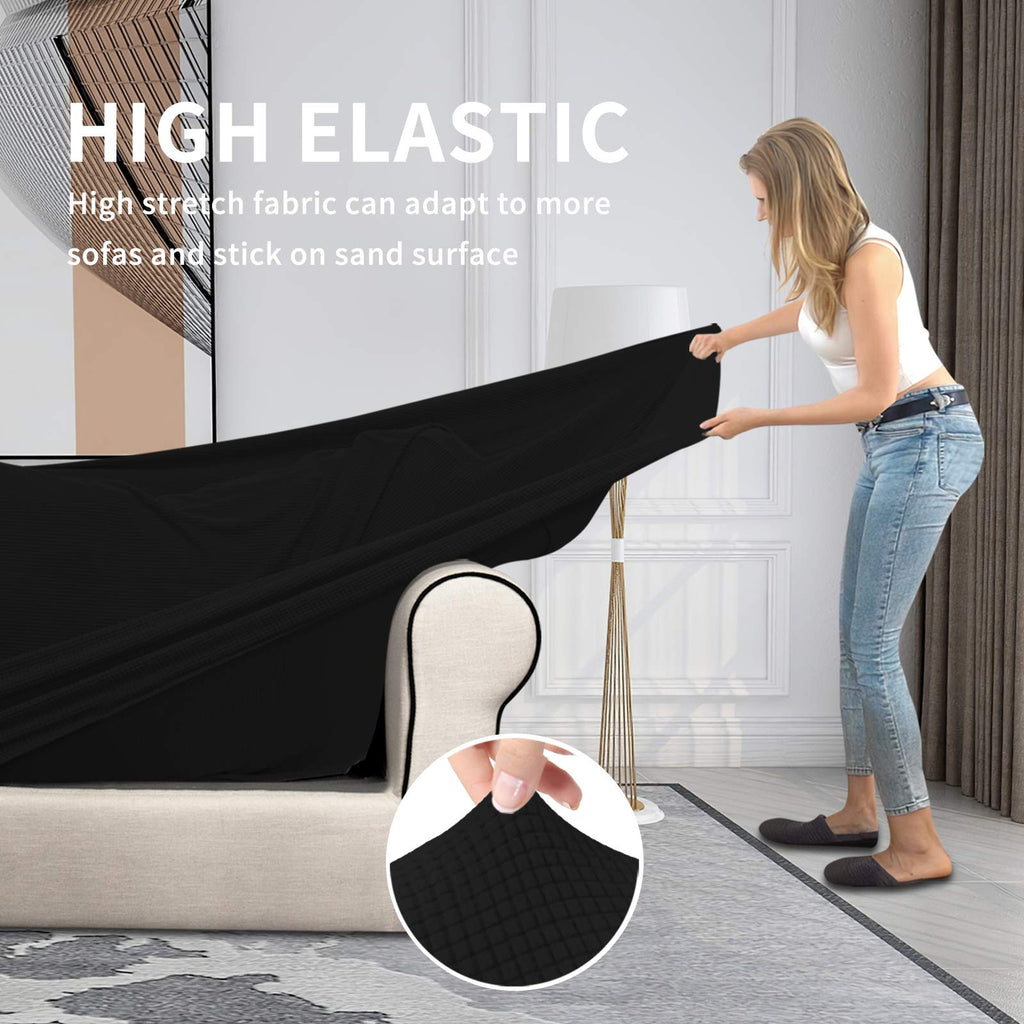 Easy-Going 3 Pieces Stretch Couch Cover Sofa Cover For Dogs Washable Sofa Slipcover For 2 Separate Cushion Couch Spandex Jacquard Fabric Elastic Furniture Protector For Pets, Kids (Black, Loveseat)