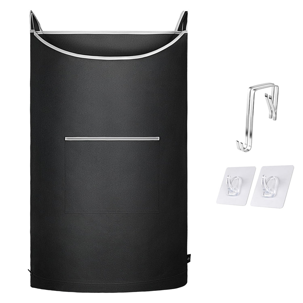 KINGSUSLAY 36''x 22'' XL Hanging Laundry Hamper, Black Hanging Hamper Bag with Large Openging,Over Door Hamper and Hanging Laund