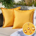 Emema Pack Of 2 Yellow Outdoor Pillows Waterproof 18X18 Inch Decorative Solid Broadside Square Throw Pillow Covers Outside Pillo